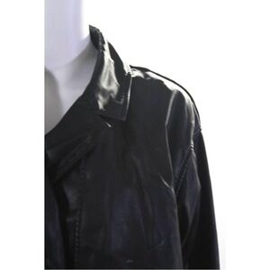 Love, Whit by Whitney Port Womens Black Faux Leather Trench Coat Size 4 14220096